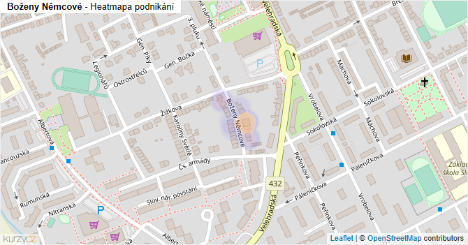 Boženy Němcové - mapa podnikání