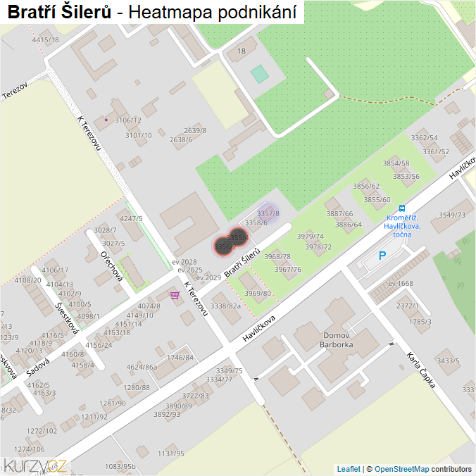 Mapa Bratří Šilerů - Firmy v ulici.
