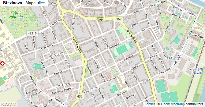 Březinova - mapa ulice