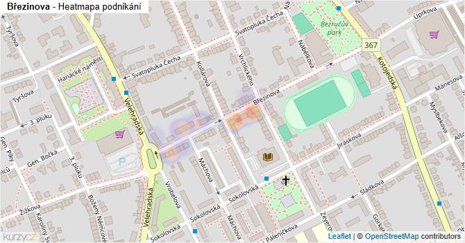 Březinova - mapa podnikání