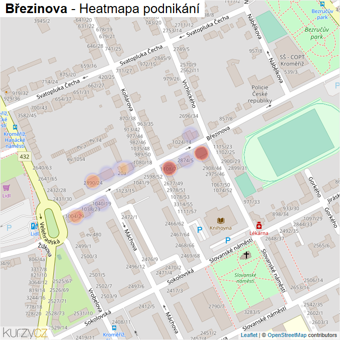 Mapa Březinova - Firmy v ulici.