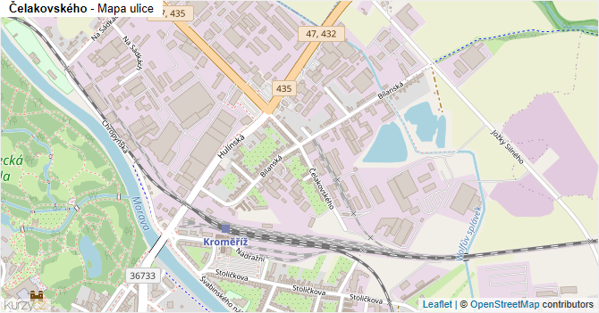 Čelakovského - mapa ulice