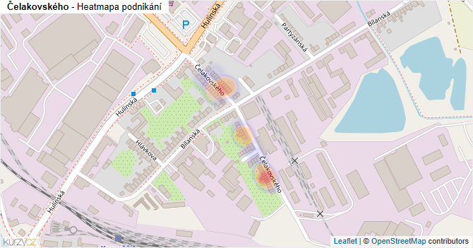 Čelakovského - mapa podnikání