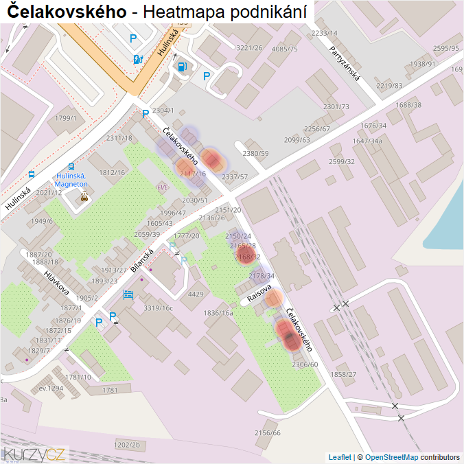 Mapa Čelakovského - Firmy v ulici.