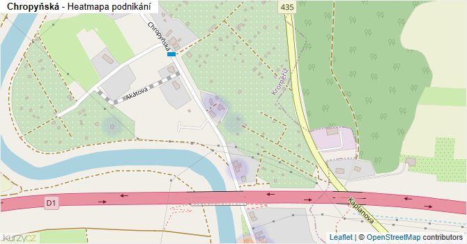 Chropyňská - mapa podnikání