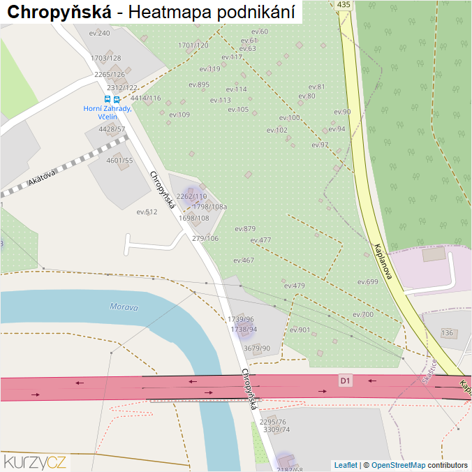 Mapa Chropyňská - Firmy v ulici.