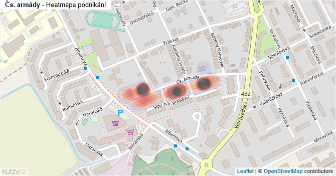 Čs. armády - mapa podnikání