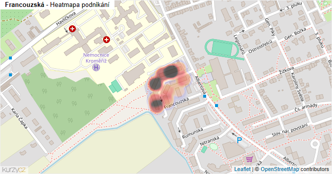 Francouzská - mapa podnikání