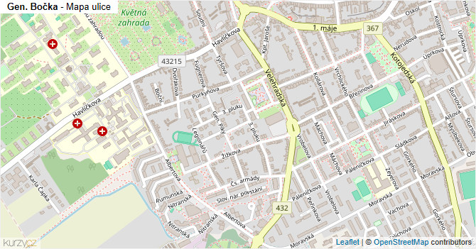 Gen. Bočka - mapa ulice
