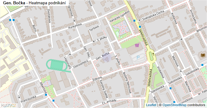 Gen. Bočka - mapa podnikání