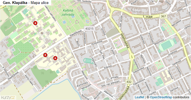 Gen. Klapálka - mapa ulice