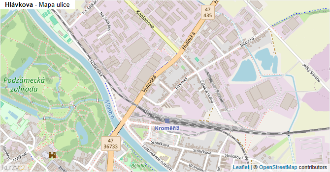 Hlávkova - mapa ulice