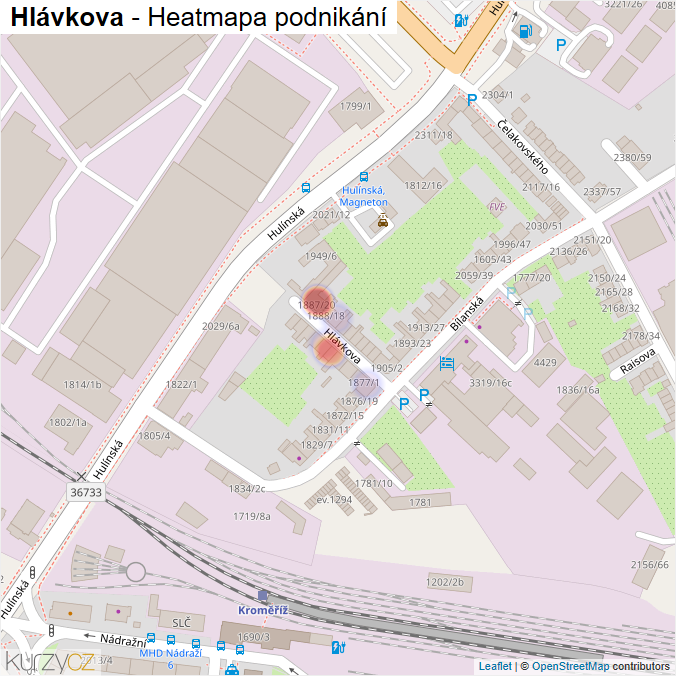 Mapa Hlávkova - Firmy v ulici.