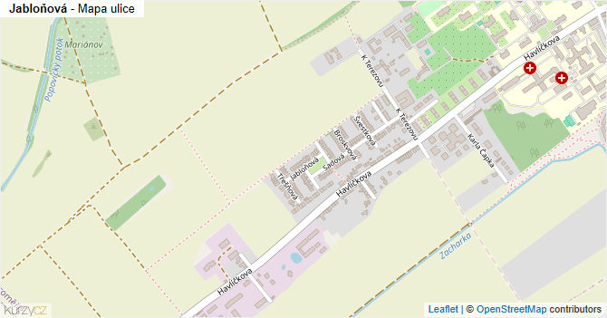 Jabloňová - mapa ulice