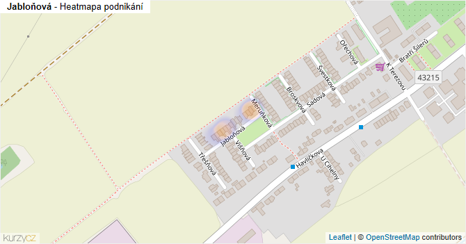 Jabloňová - mapa podnikání