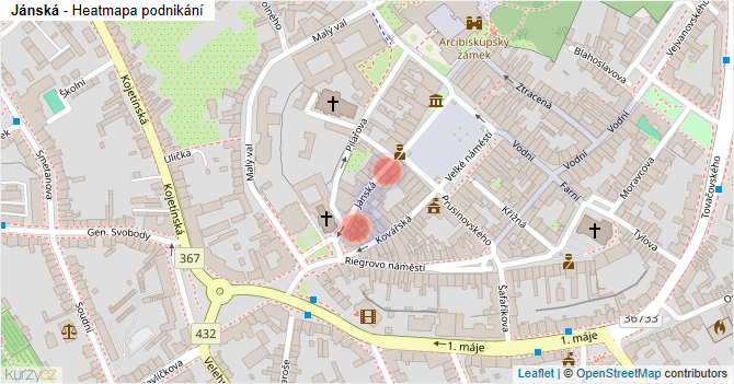 Jánská - mapa podnikání