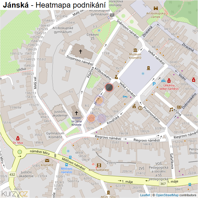 Mapa Jánská - Firmy v ulici.