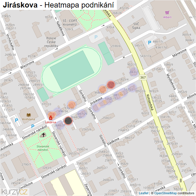 Mapa Jiráskova - Firmy v ulici.