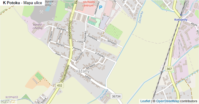K Potoku - mapa ulice