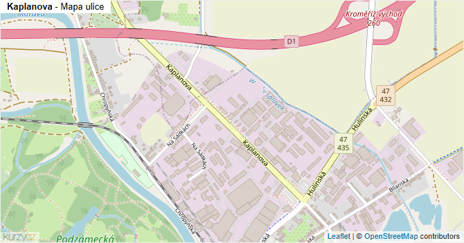 Kaplanova - mapa ulice