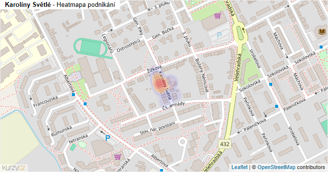 Karolíny Světlé - mapa podnikání