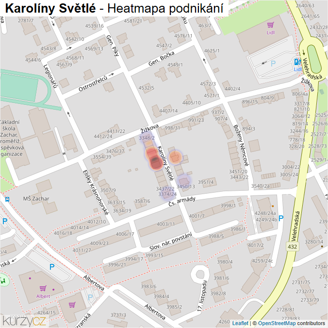 Mapa Karolíny Světlé - Firmy v ulici.
