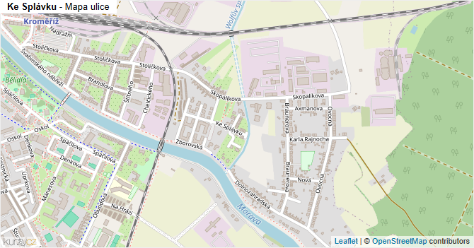 Ke Splávku - mapa ulice