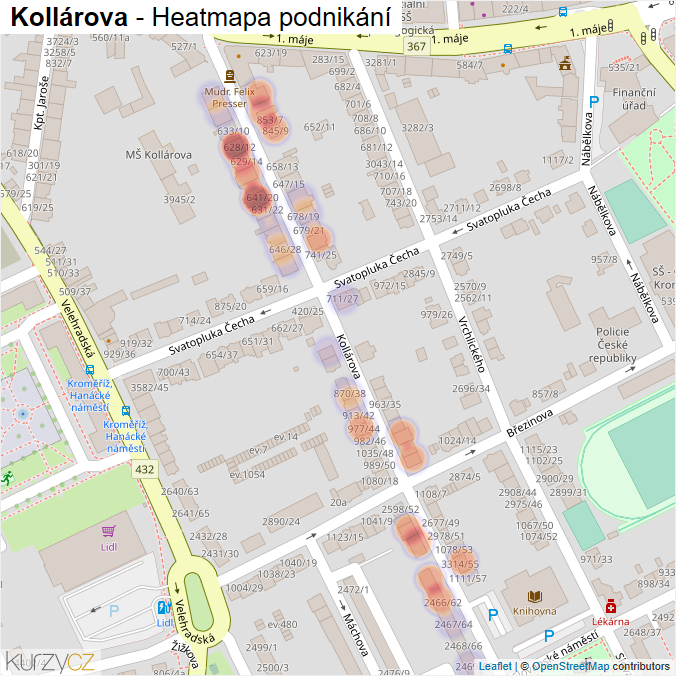 Mapa Kollárova - Firmy v ulici.