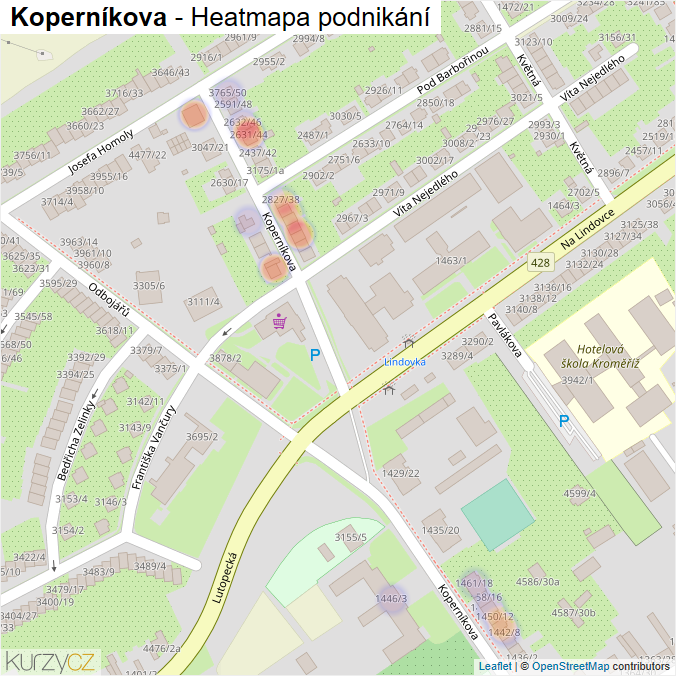 Mapa Koperníkova - Firmy v ulici.