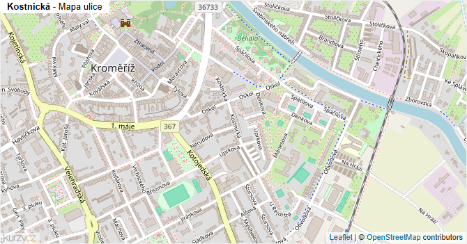 Kostnická - mapa ulice