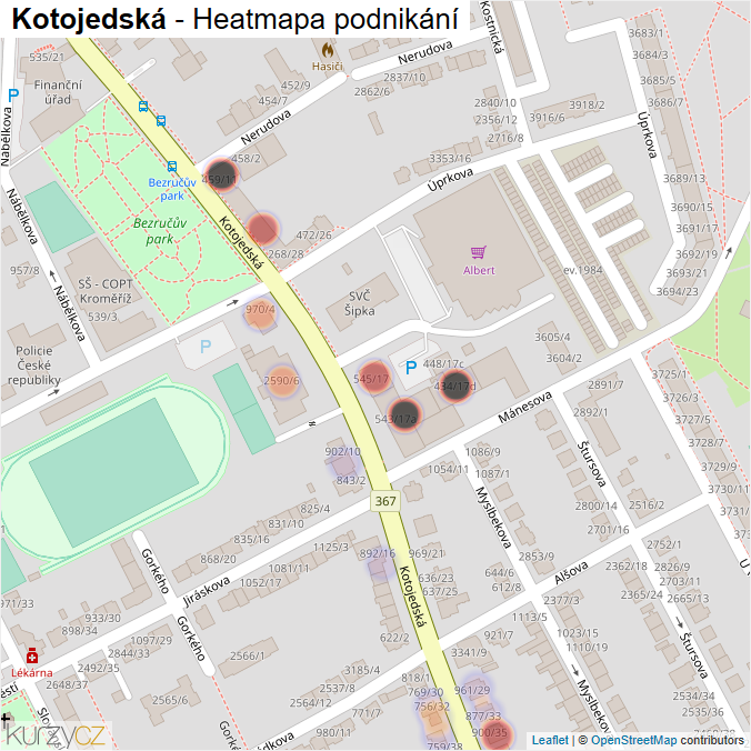 Mapa Kotojedská - Firmy v ulici.