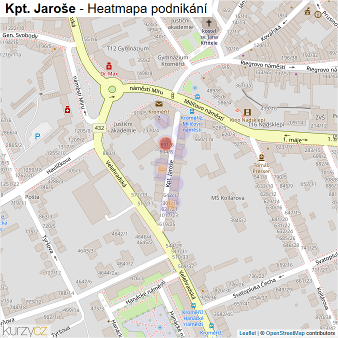 Mapa Kpt. Jaroše - Firmy v ulici.
