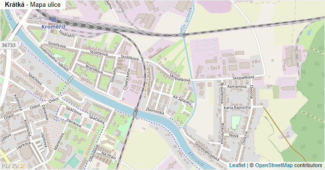 Krátká - mapa ulice