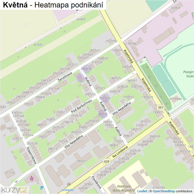 Mapa Květná - Firmy v ulici.