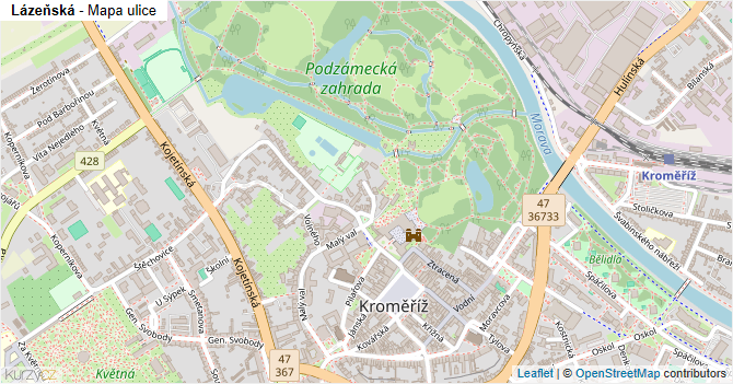 Lázeňská - mapa ulice