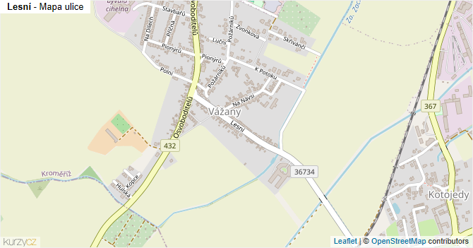 Lesní - mapa ulice