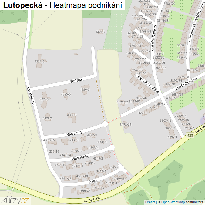 Mapa Lutopecká - Firmy v ulici.