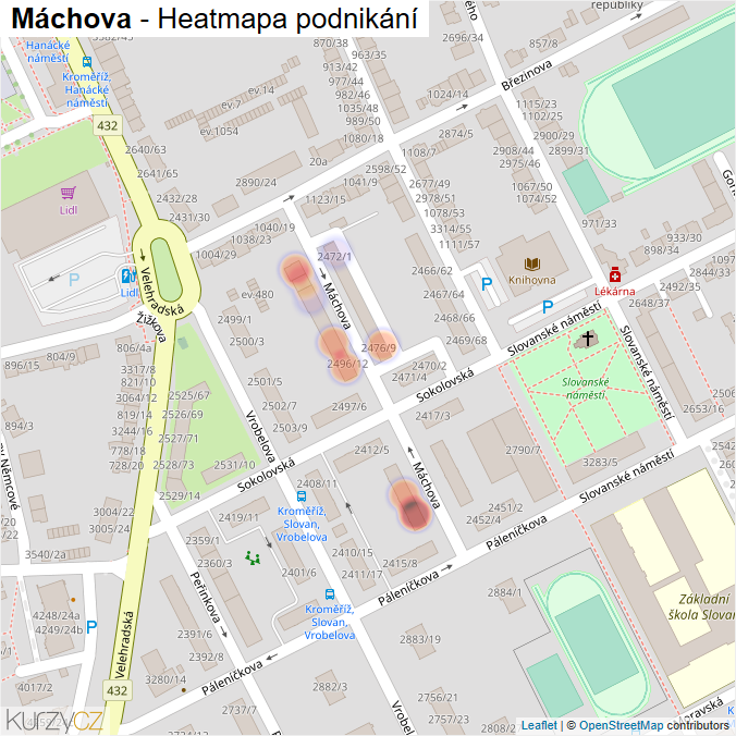 Mapa Máchova - Firmy v ulici.