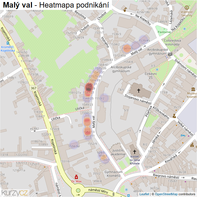 Mapa Malý val - Firmy v ulici.