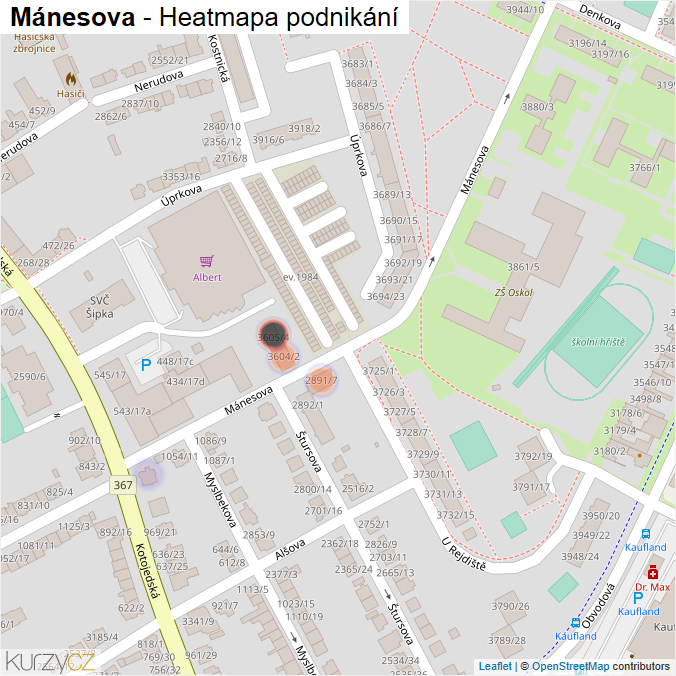 Mapa Mánesova - Firmy v ulici.