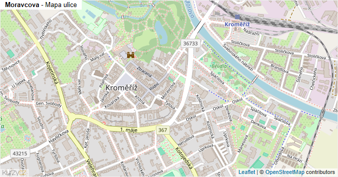 Moravcova - mapa ulice