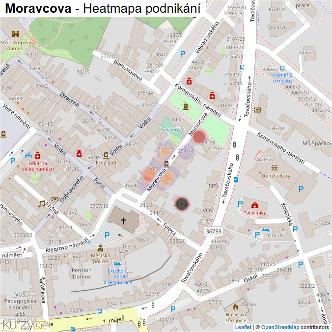 Mapa Moravcova - Firmy v ulici.