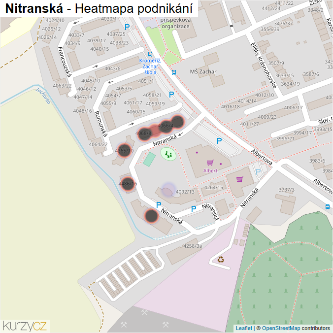 Mapa Nitranská - Firmy v ulici.