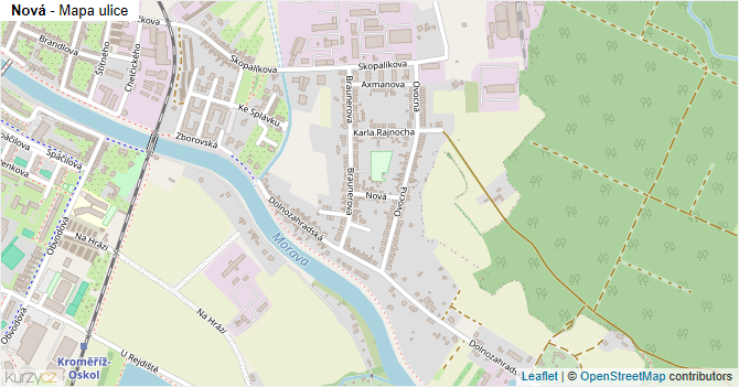 Nová - mapa ulice