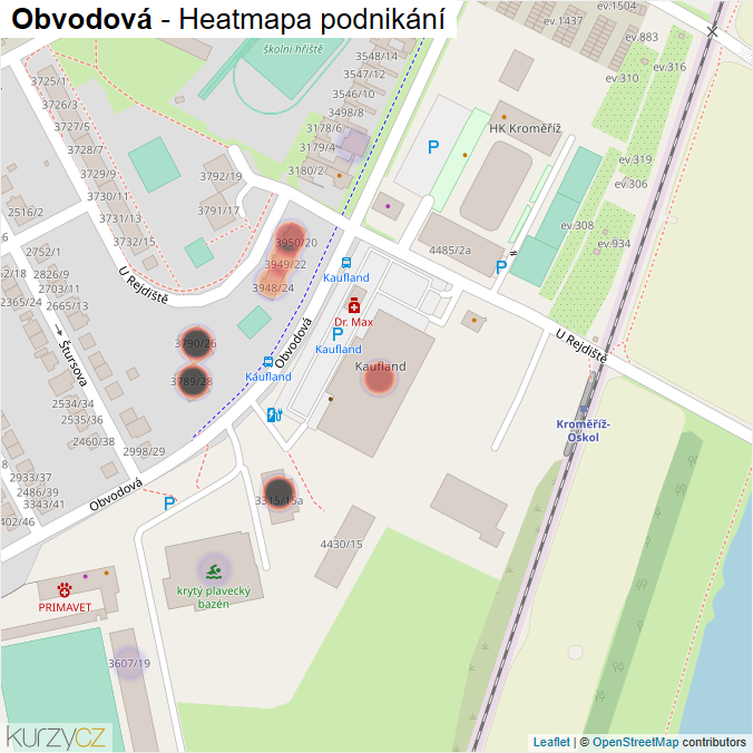 Mapa Obvodová - Firmy v ulici.