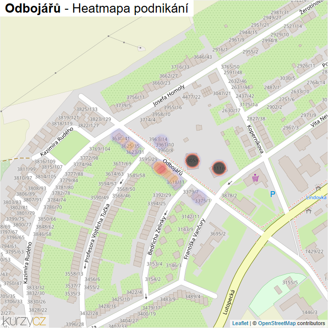 Mapa Odbojářů - Firmy v ulici.