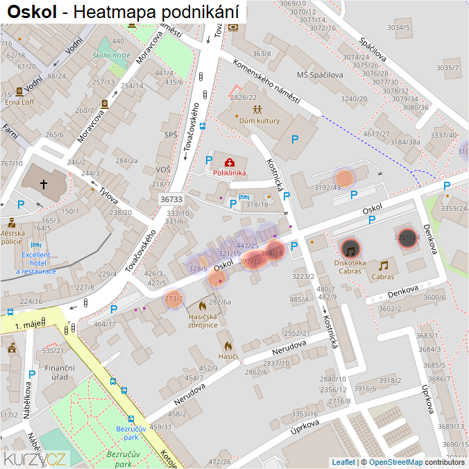 Mapa Oskol - Firmy v ulici.