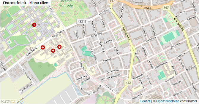 Ostrostřelců - mapa ulice