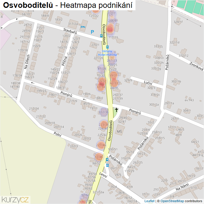 Mapa Osvoboditelů - Firmy v ulici.
