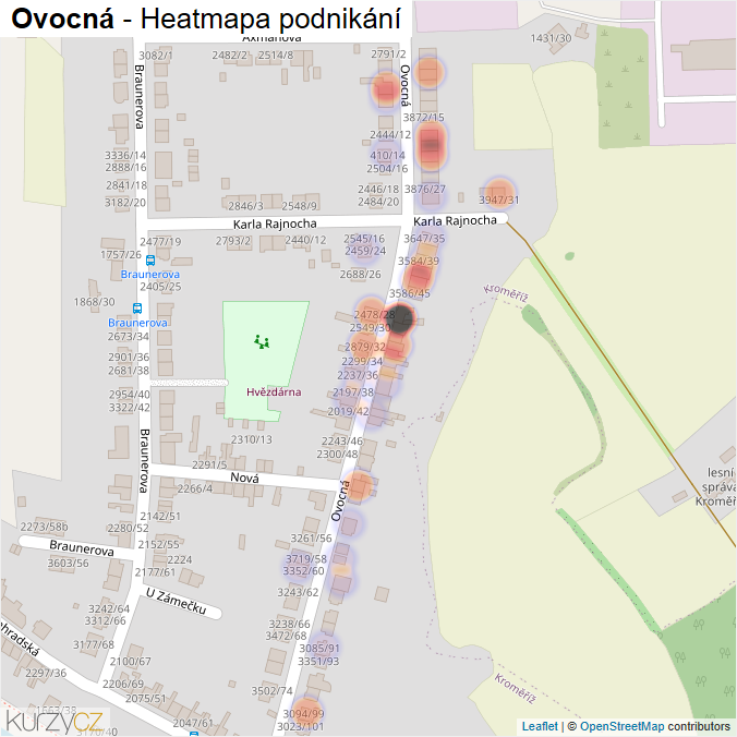 Mapa Ovocná - Firmy v ulici.